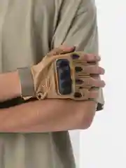 Песочный хаки перчатки тактические с защитой без пальцев