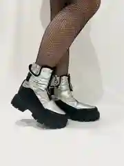 Серый меланж ботинки женские зимние "Дутики"