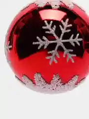 Красный елочные шары, елочные игрушки, новогодние украшения "Снежинки", 6 см, 4 штуки, глянцевые