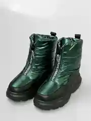 Зеленый дутики женские, зимние, с мехом