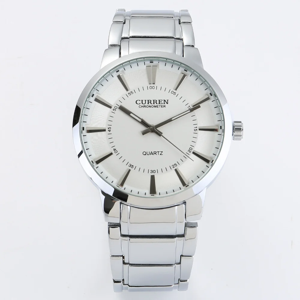 Серебряный мужские наручные часы Curren 8001 с хронографом в подарочной упаковке