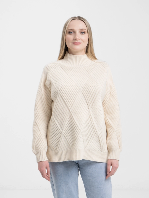 Свитер женский Oversized, вязаный, в черном и бежевом оттенке