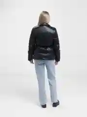 Черный куртка дутик, экокожа