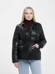 Черный куртка дутик, экокожа