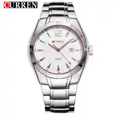 Серебряный мужские наручные часы Curren 8103 с календарём в подарочной упаковке
