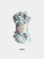 Мятный пряжа Alize Puffy Fine Color, петельки маленькие, 100 г, 14 м