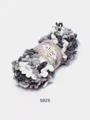 Серый пряжа Alize Puffy Fine Color, петельки маленькие, 100 г, 14 м