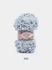 Серый металлик пряжа Alize Puffy Fine, петельки маленькие, 100 г, 14 м