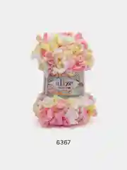 Розовый пряжа Alize Puffy Fine Color, петельки маленькие, 100 г, 14 м