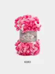 Тёмно-розовый пряжа Alize Puffy Fine Color, петельки маленькие, 100 г, 14 м