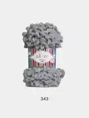 Тёмно-серый пряжа Alize Puffy Fine, петельки маленькие, 100 г, 14 м