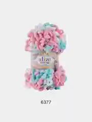 Вишнёвый пряжа Alize Puffy Fine Color, петельки маленькие, 100 г, 14 м