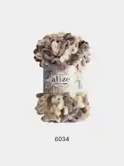 Кремовый пряжа Alize Puffy Fine Color, петельки маленькие, 100 г, 14 м