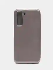 Серебряный чехол-книжка Samsung Galaxy S21 FE, Самсунг Галакси С21 ФЕ