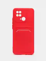 Вишнёвый чехол для Xiaomi Redmi 10C / Poco C40, Сяоми Редми 10С силиконовый, с карманом для карты