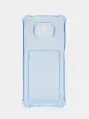 Голубой чехол для Xiaomi Poco X3 NFC / Poco X3 Pro прозрачный противоударный с карманом для карты