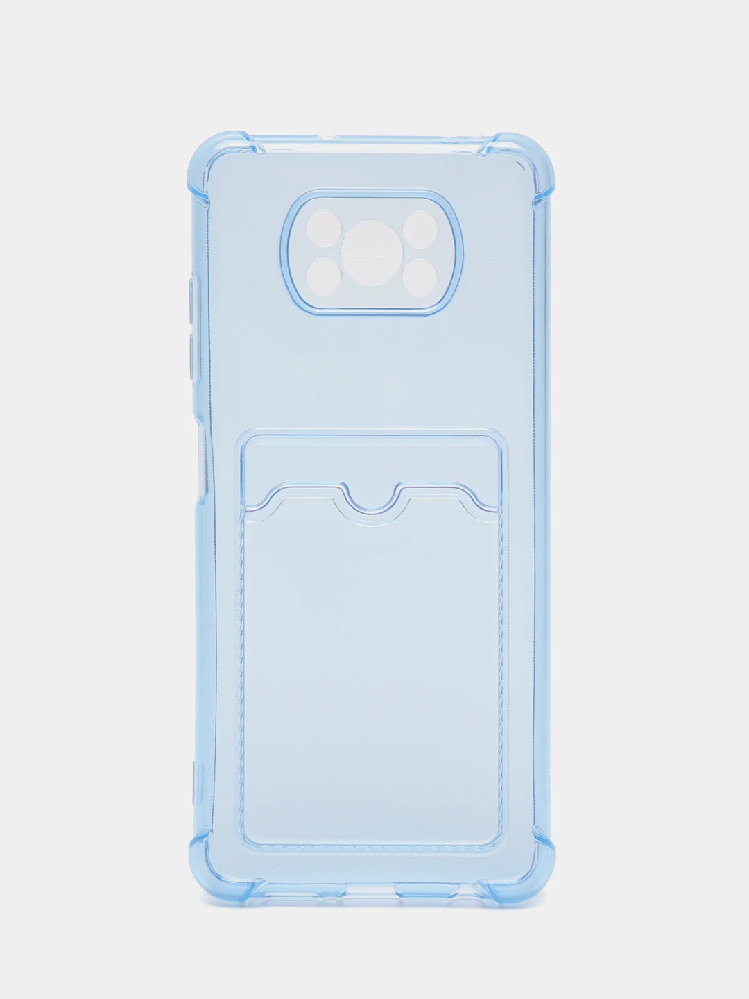 Голубой чехол для Xiaomi Poco X3 NFC / Poco X3 Pro прозрачный противоударный с карманом для карты