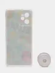 Голубой чехол для Realme C35 Реалми  С35 пластиковый с рисунком и попсокетом
