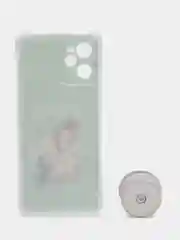 Бирюзовый чехол для Realme C35 Реалми  С35 пластиковый с рисунком и попсокетом