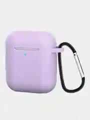 Лавандовый чехол для наушников AirPods 1, 2, с карабином, силиконовый