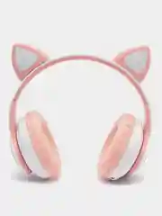 Розовый беспроводные Bluetooth наушники с кошачьими светящимися ушками Cat Ear