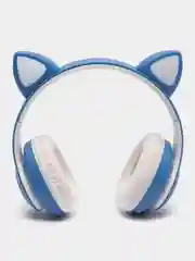 Синий беспроводные Bluetooth наушники с кошачьими светящимися ушками Cat Ear