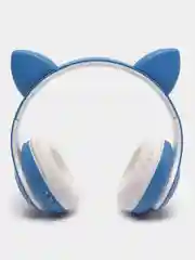 Синий беспроводные Bluetooth наушники с кошачьими светящимися ушками Cat Ear