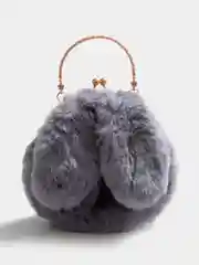 Серый сумка женская на плечо/ ридикюль из искусственного меха /клатч