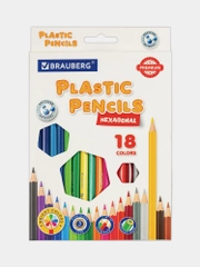 Карандаши цветные классические мягкие, 18 ярких цветов, BRAUBERG PREMIUM, КОМПЛЕКТ, 880546