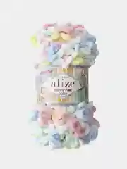 Желтый пряжа Alize Puffy Fine Color, петельки маленькие, 100 г, 14 м