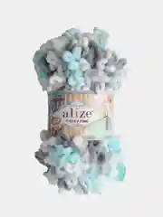 Мятный пряжа Alize Puffy Fine Color, петельки маленькие, 100 г, 14 м
