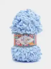 Светло-синий пряжа Alize Puffy Fine, петельки маленькие, 100 г, 14 м