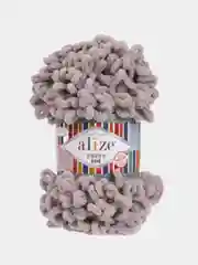 Бежевый меланж пряжа Alize Puffy Fine, петельки маленькие, 100 г, 14 м