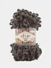 Коричневый пряжа Alize Puffy Fine, петельки маленькие, 100 г, 14 м