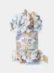 Пастельно-коралловый пряжа Alize Puffy Fine Color, петельки маленькие, 100 г, 14 м