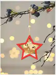 Алый новогодняя ёлочная игрушка из дерева, светящаяся ёлочная игрушка