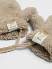 Хаки варежки женские зимние плюшевые Тедди под пуховик, куртку