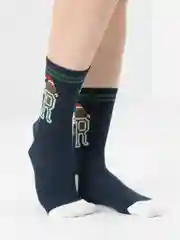Синий носки с новогодним принтом