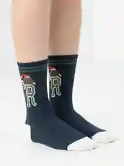 Синий носки с новогодним принтом