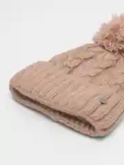 Коралловый меланж шапка женская с помпоном Тиана