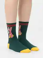 Лесной зеленый носки с новогодним принтом
