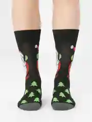 Угольный носки с новогодним принтом