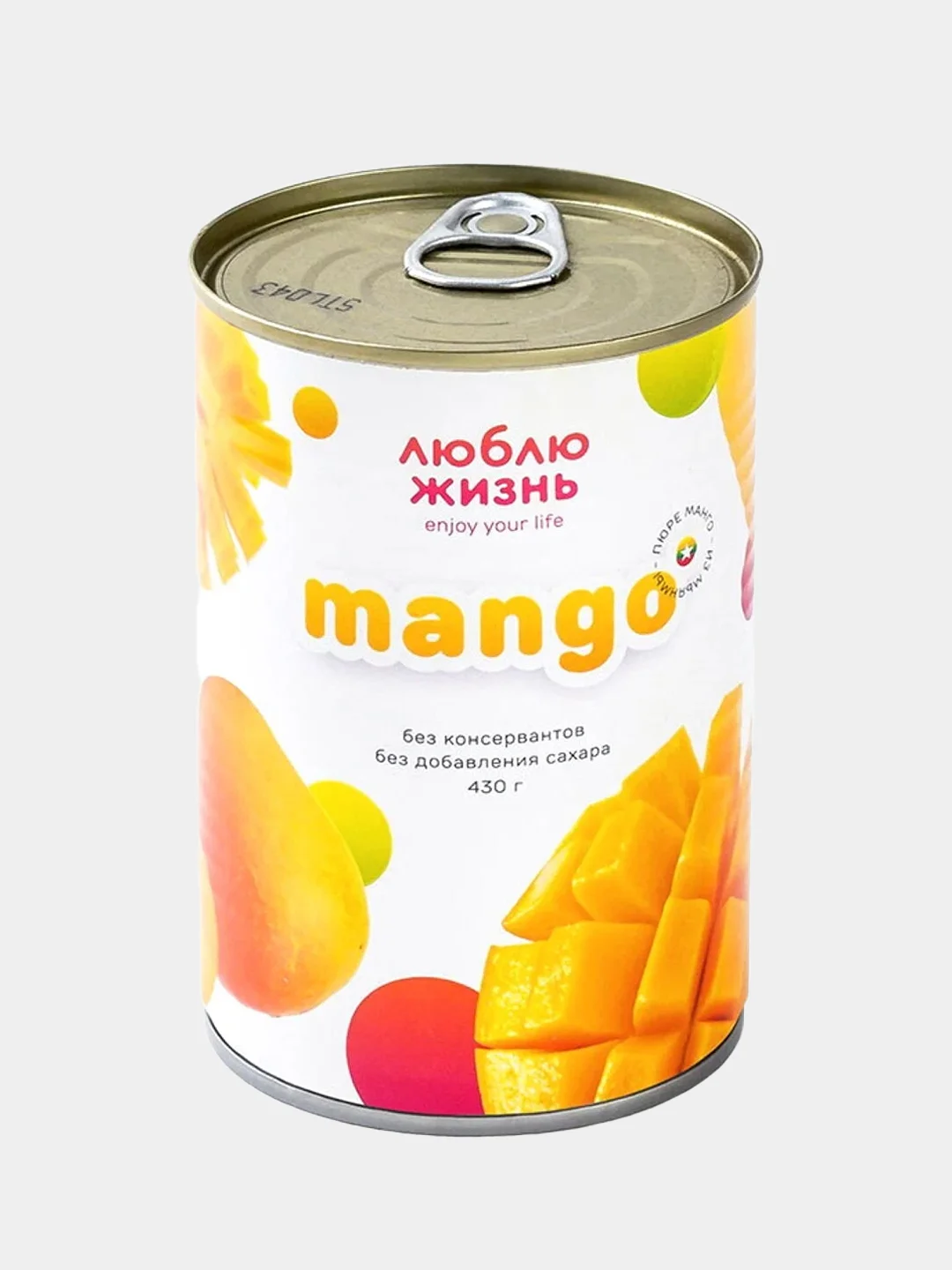 Пюре манго ТМ Люблю жизнь, без сахара, 430 г