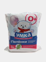 Пеленки детские одноразовые 60*60 с экстрактом алоэ, липкий слой УМКА