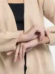 Карамельный кардиган свободный, вязанный, женский
