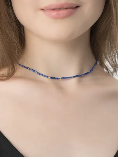 Чокер на шею из бисера, с золотом