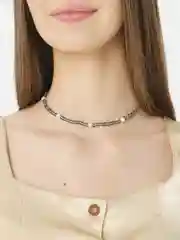 Серый чокер из бисера, с бусинами