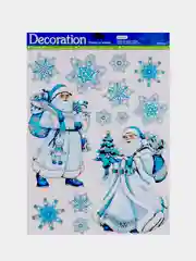 Многоразовые новогодние наклейки на окна 30*41 см, 10 видов / Декор окон / Новый год
