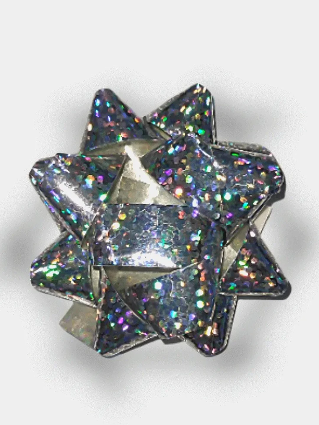 Серебряный бант Звезда для оформления подарка, 4,5 см/5 см /6,35 см