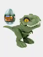 Тёмно-зелёный динозавр T-Rex в яйце, с подвижной челюстью и конечностями